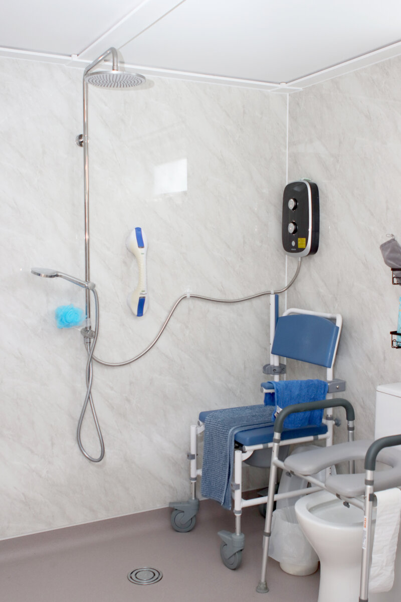 Image shows the wetroom including shower and toilet in Richard's new home