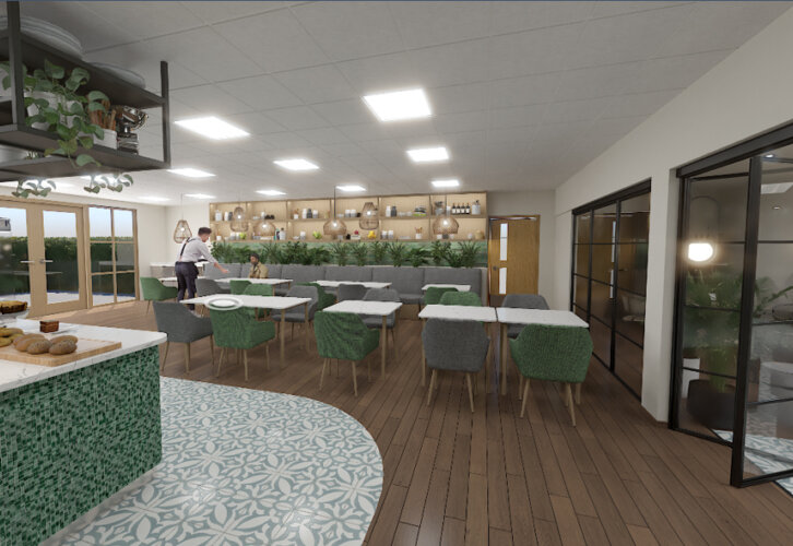 An architectural image of how the new cafe will look